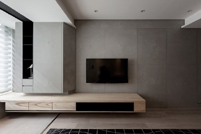 双瑜清水板打造的电视背景墙